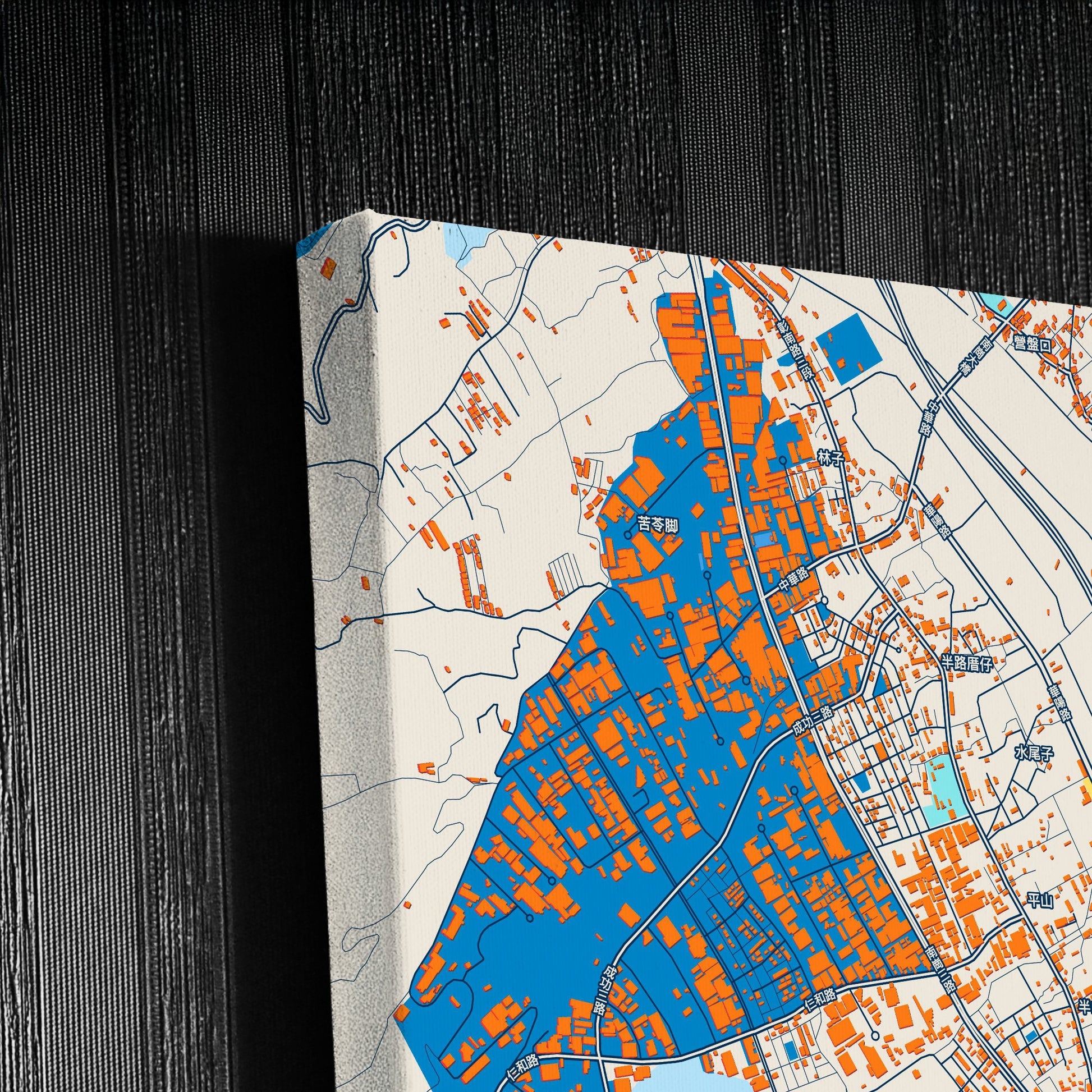 Nantou Taiwan Colorful City Map Canvas Print Detail