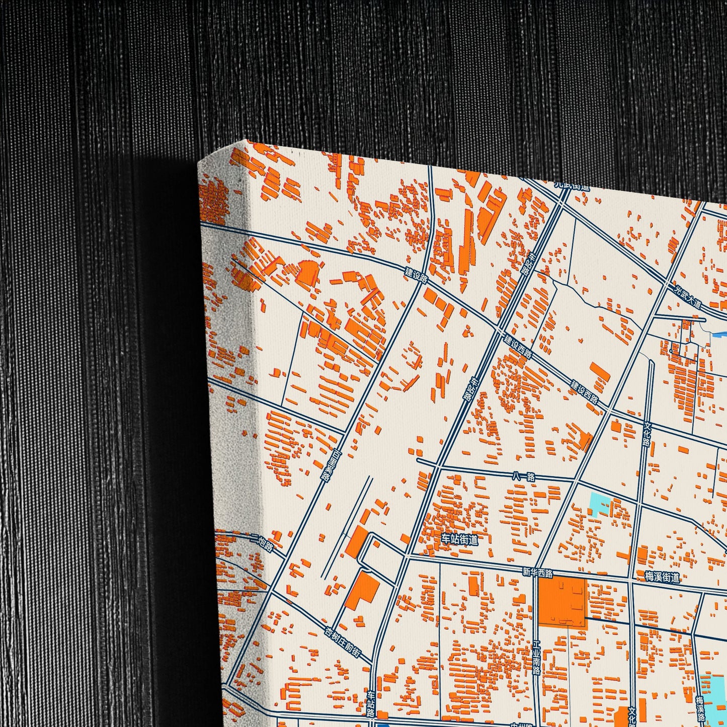 Nanyang China Colorful City Map Canvas Print Detail