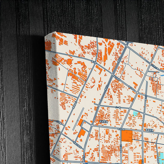 Nanyang China Colorful City Map Canvas Print Detail