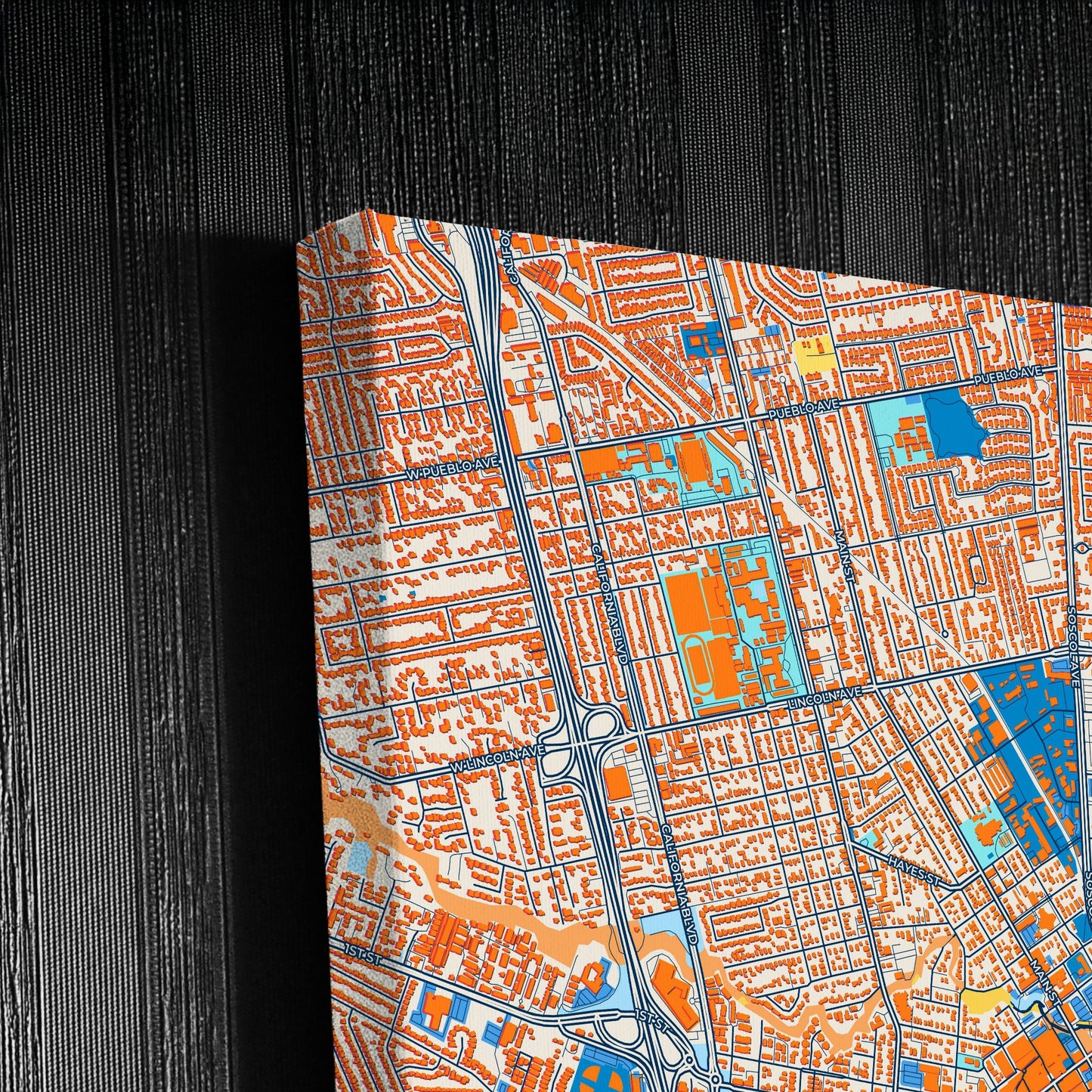 Napa California Colorful City Map Canvas Print Detail