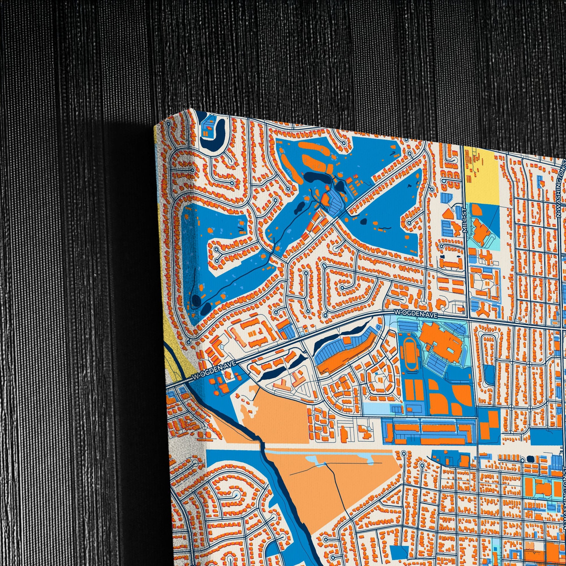 Naperville Illinois Colorful City Map Canvas Print Detail