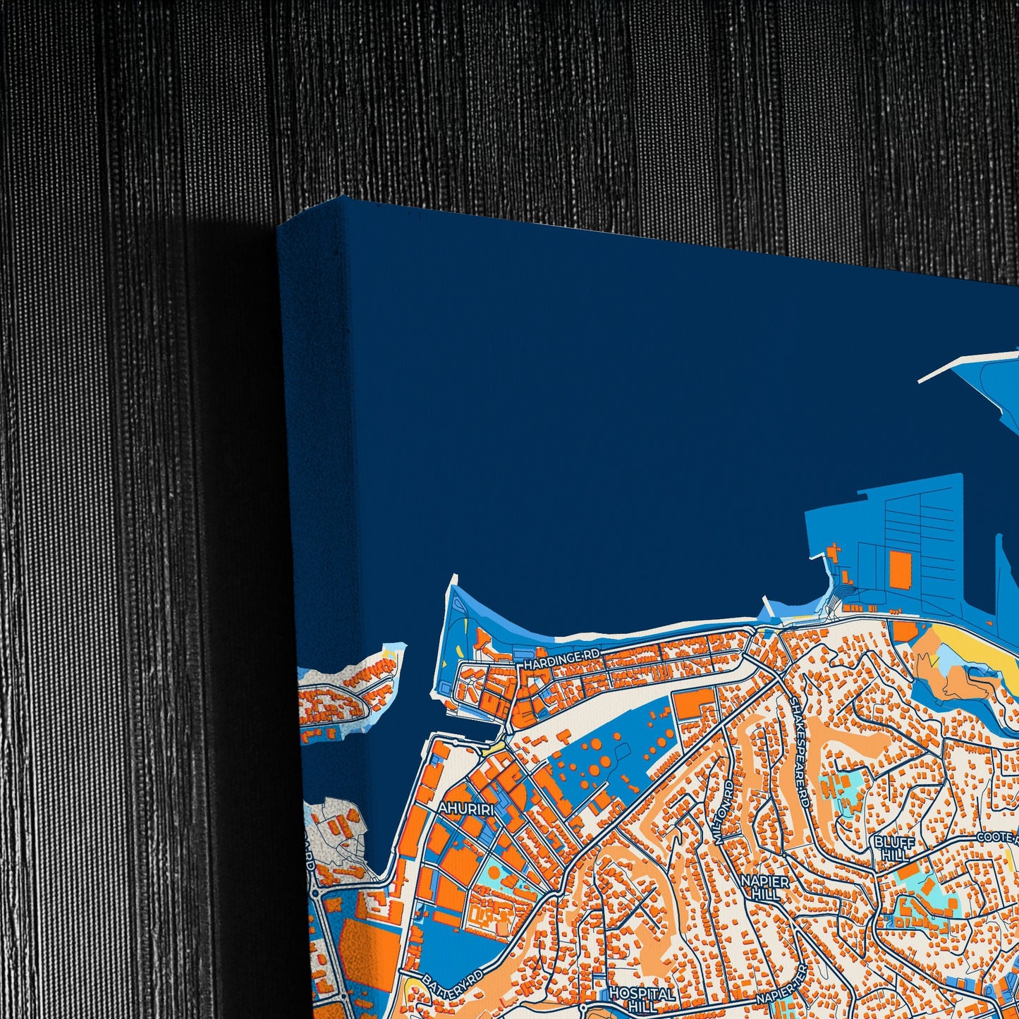 Napier-Hastings New Zealand Colorful City Map Canvas Print Detail