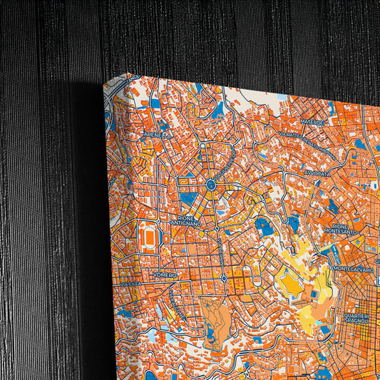 Napoli Italy Colorful City Map Canvas Print Detail