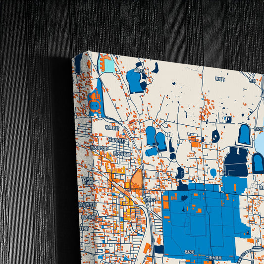 Nara Japan Colorful City Map Canvas Print Detail