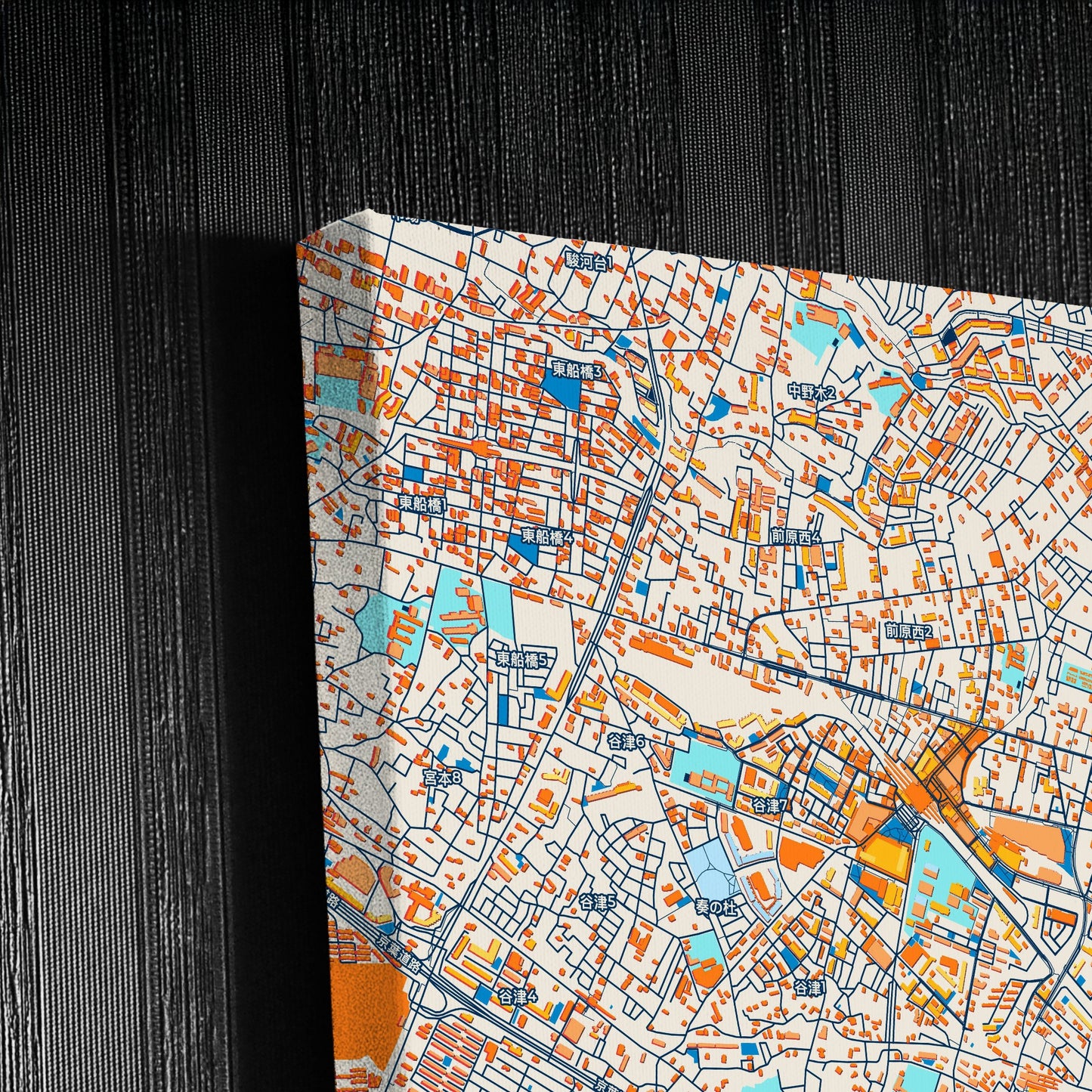 Narashino Japan Colorful City Map Canvas Print Detail