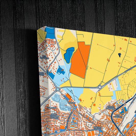 Narbonne France Colorful City Map Canvas Print Detail