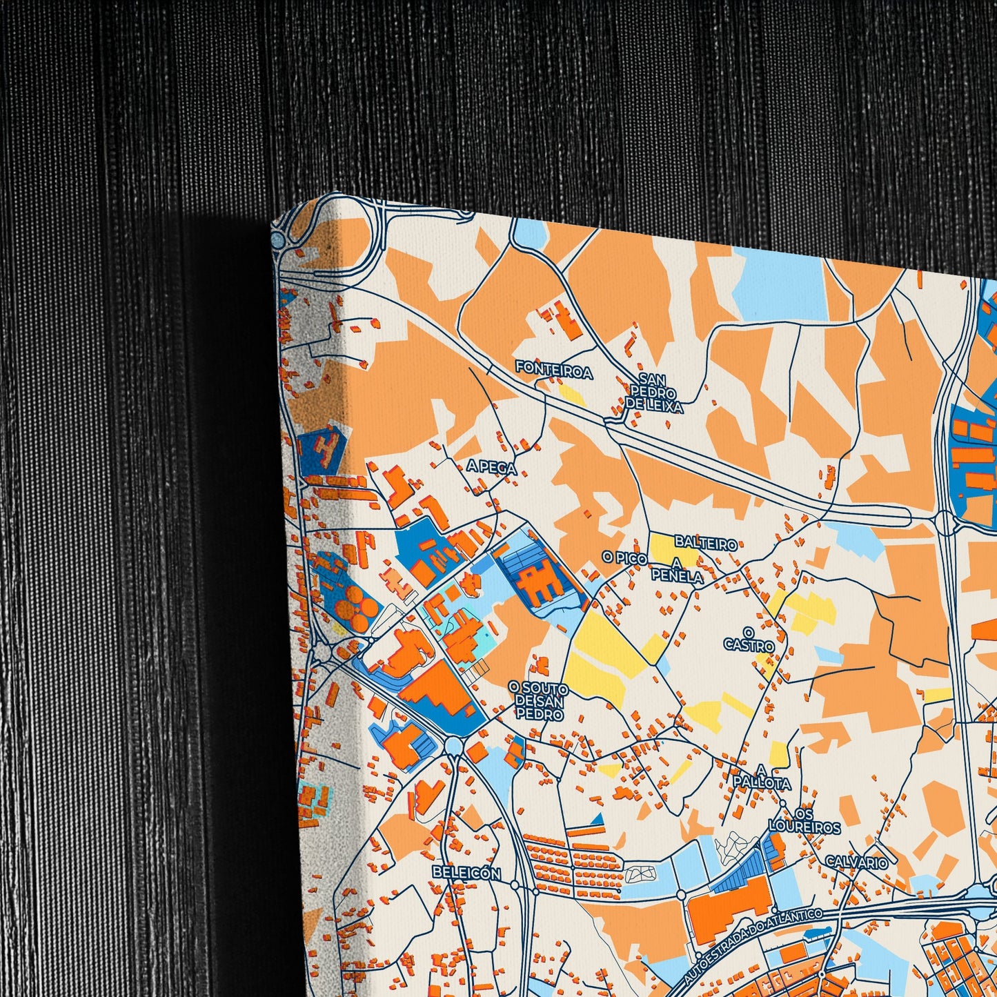 Narón Spain Colorful City Map Canvas Print Detail