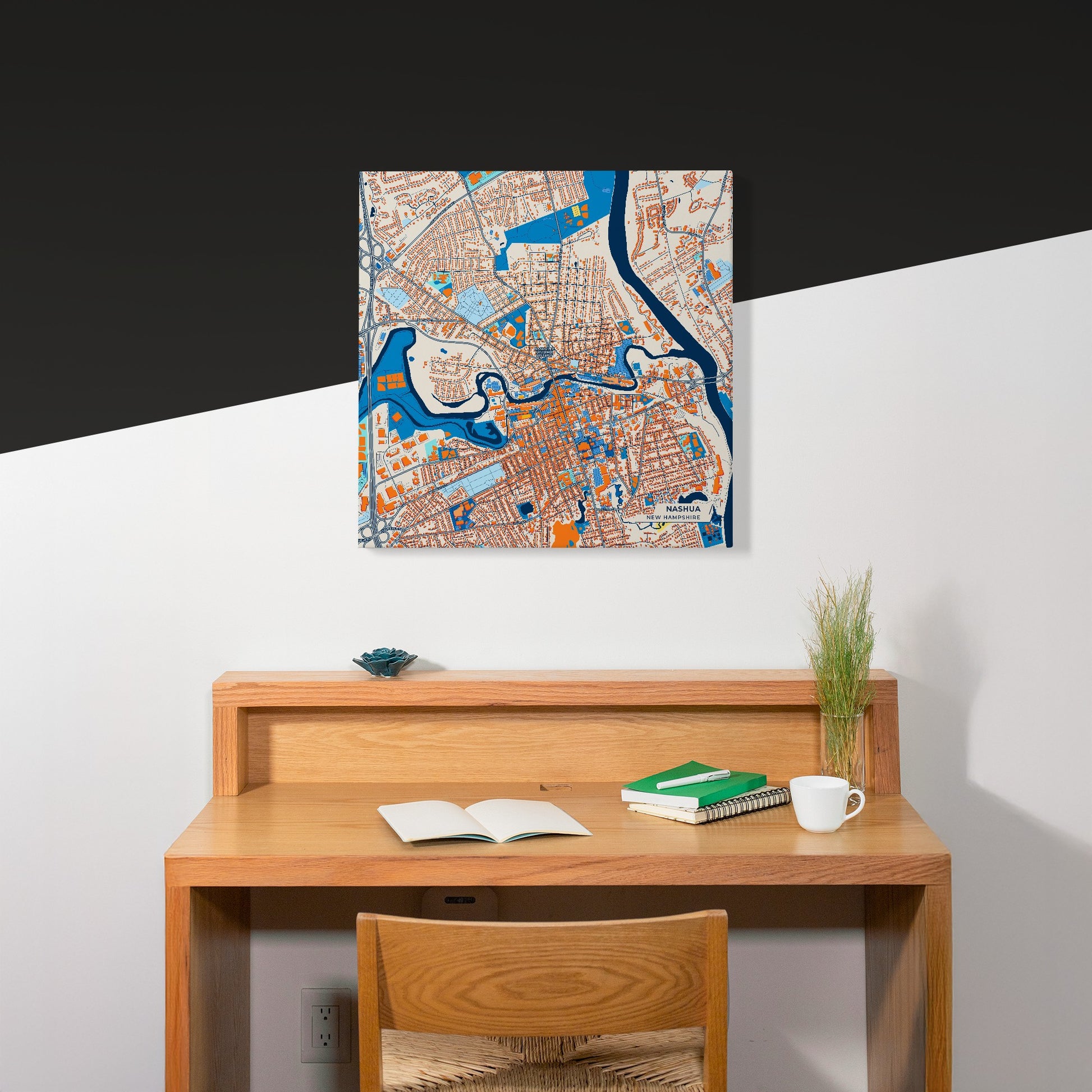 Nashua New Hampshire Colorful City Map Canvas Print Scene