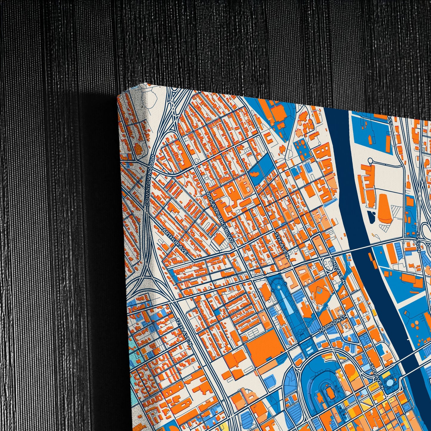 Nashville Tennessee Colorful City Map Canvas Print Detail