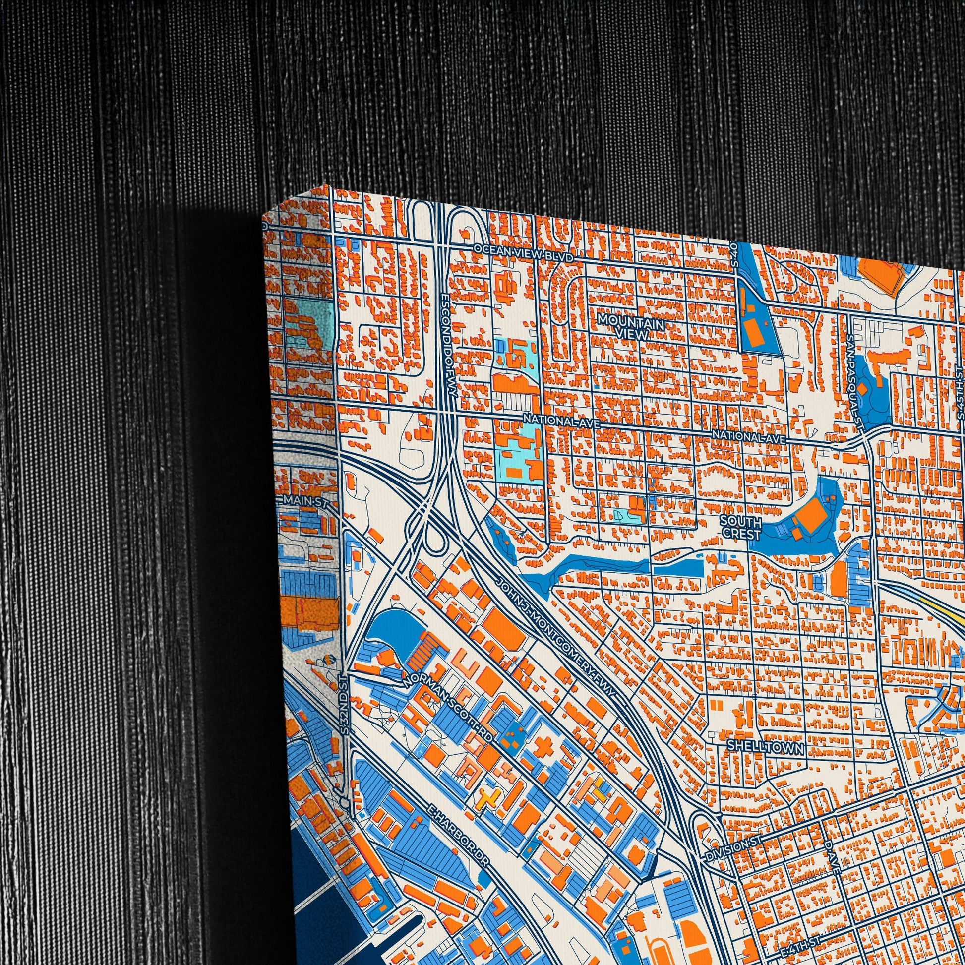 National City California Colorful City Map Canvas Print Detail
