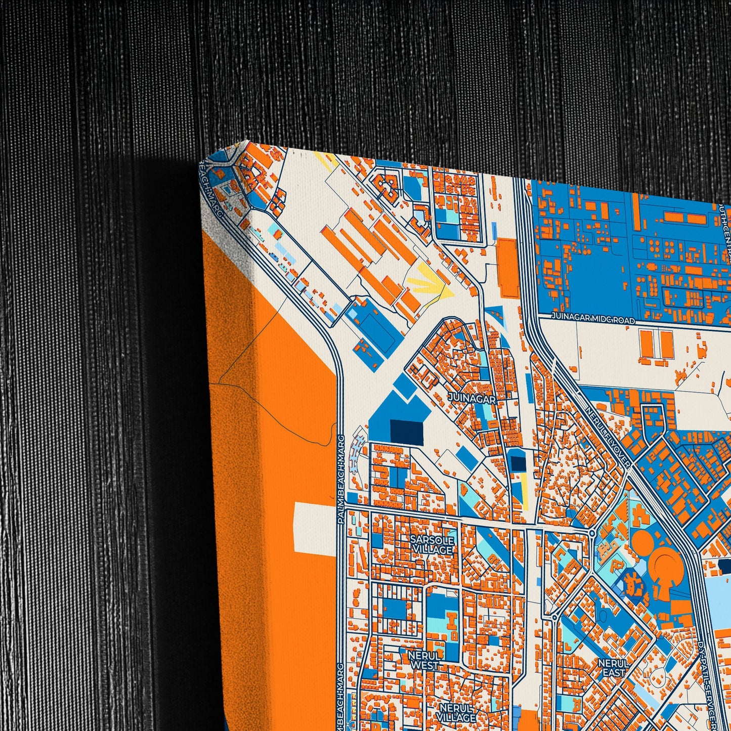 Navi Mumbai India Colorful City Map Canvas Print Detail