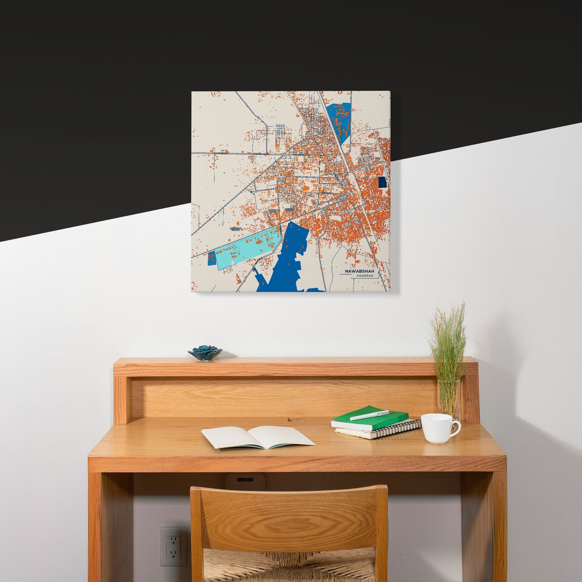 Nawabshah Pakistan Colorful City Map Canvas Print Scene