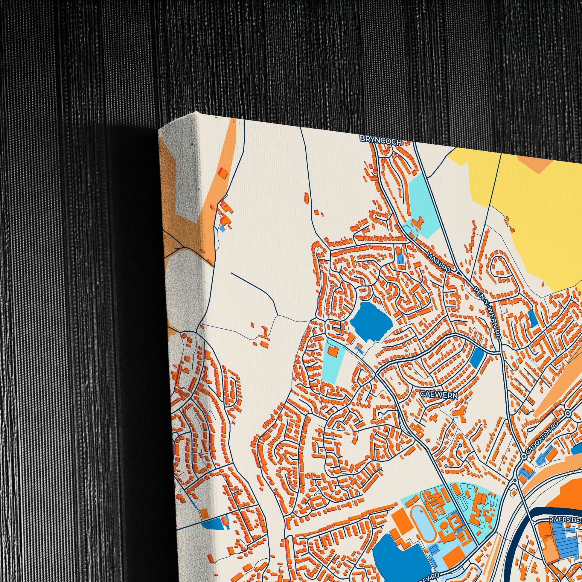 Neath Wales Colorful City Map Canvas Print Detail