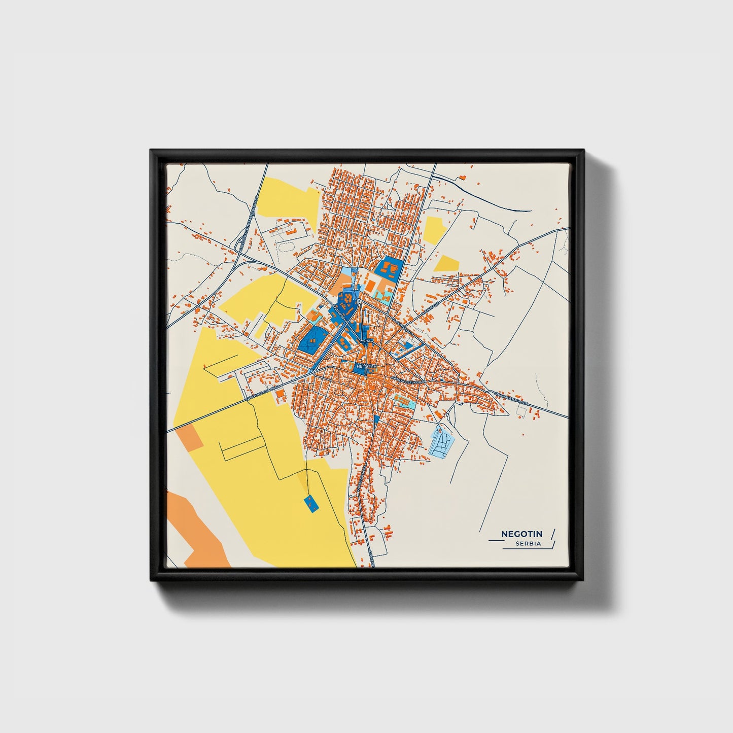 Неготин Serbia Colorful City Map Canvas Print • Black Framed