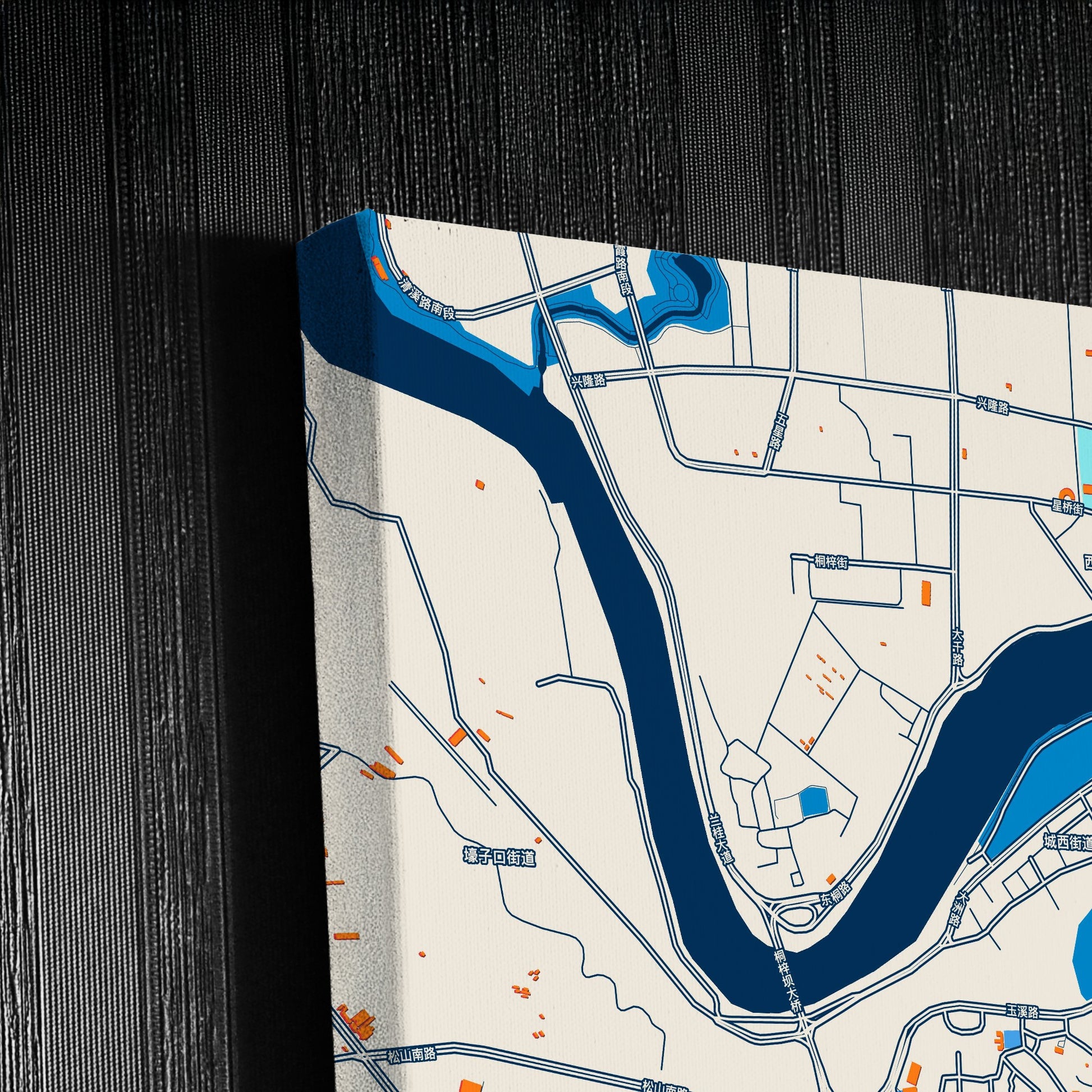 Neijiang China Colorful City Map Canvas Print Detail