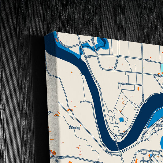 Neijiang China Colorful City Map Canvas Print Detail