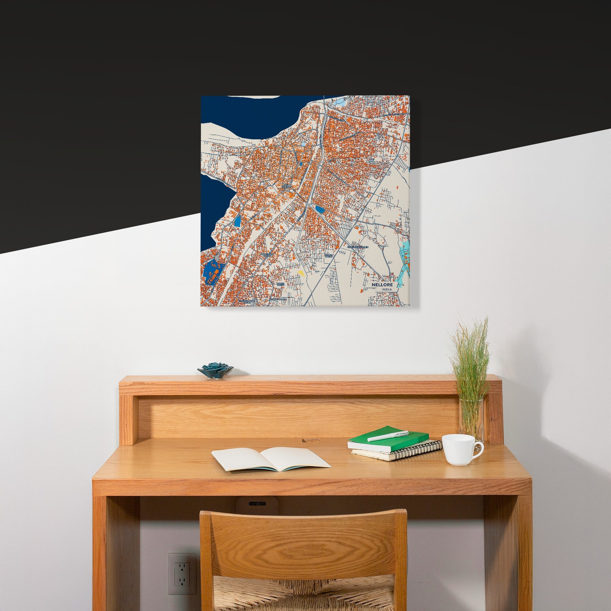 Nellore India Colorful City Map Canvas Print Scene