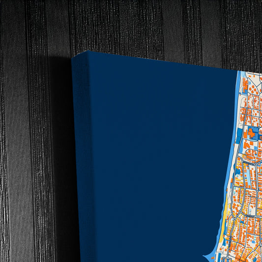 Netanya Israel Colorful City Map Canvas Print Detail