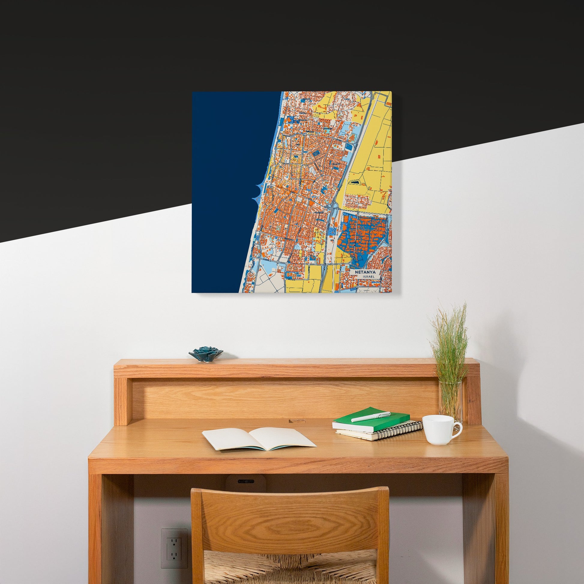 Netanya Israel Colorful City Map Canvas Print Scene