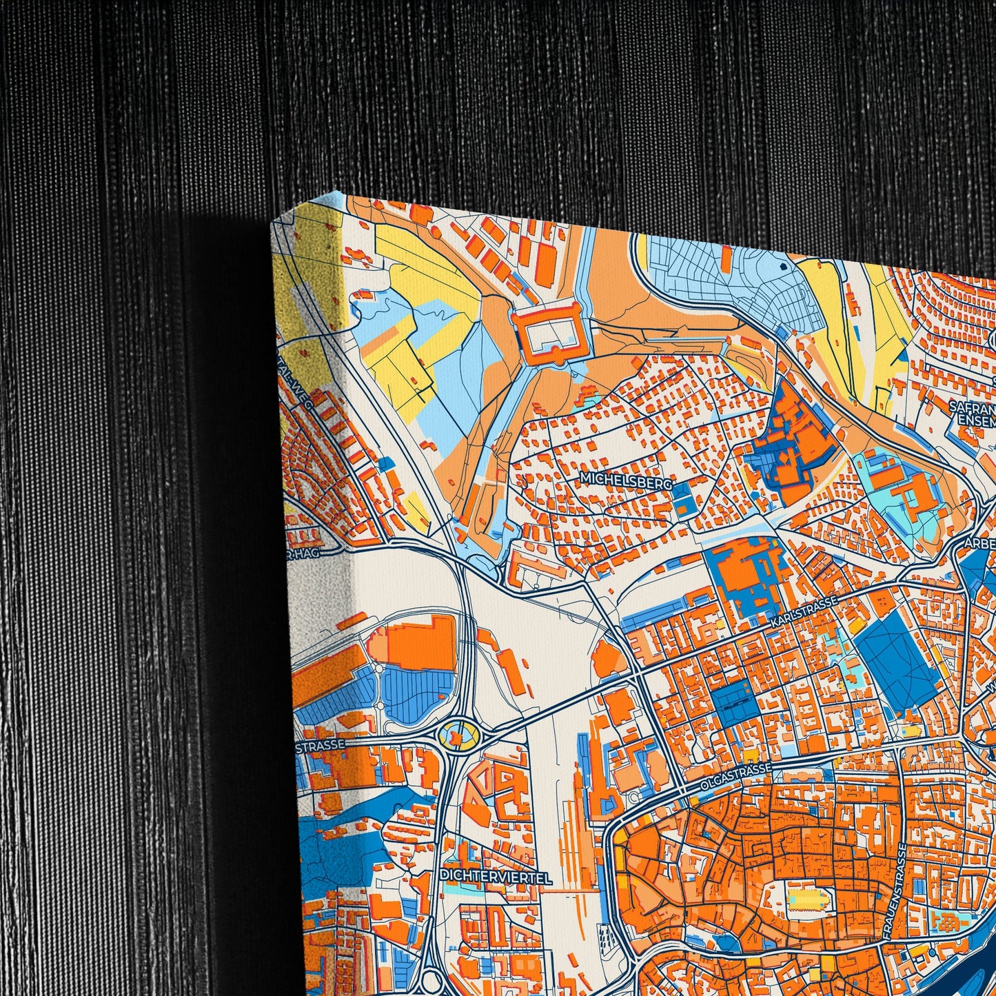 Neu-Ulm Germany Colorful City Map Canvas Print Detail