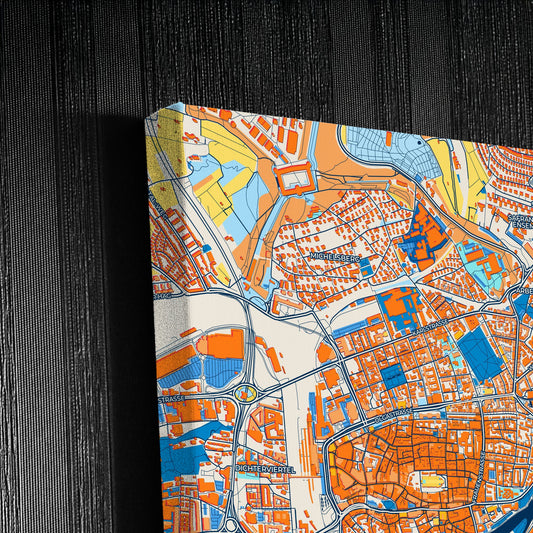 Neu-Ulm Germany Colorful City Map Canvas Print Detail