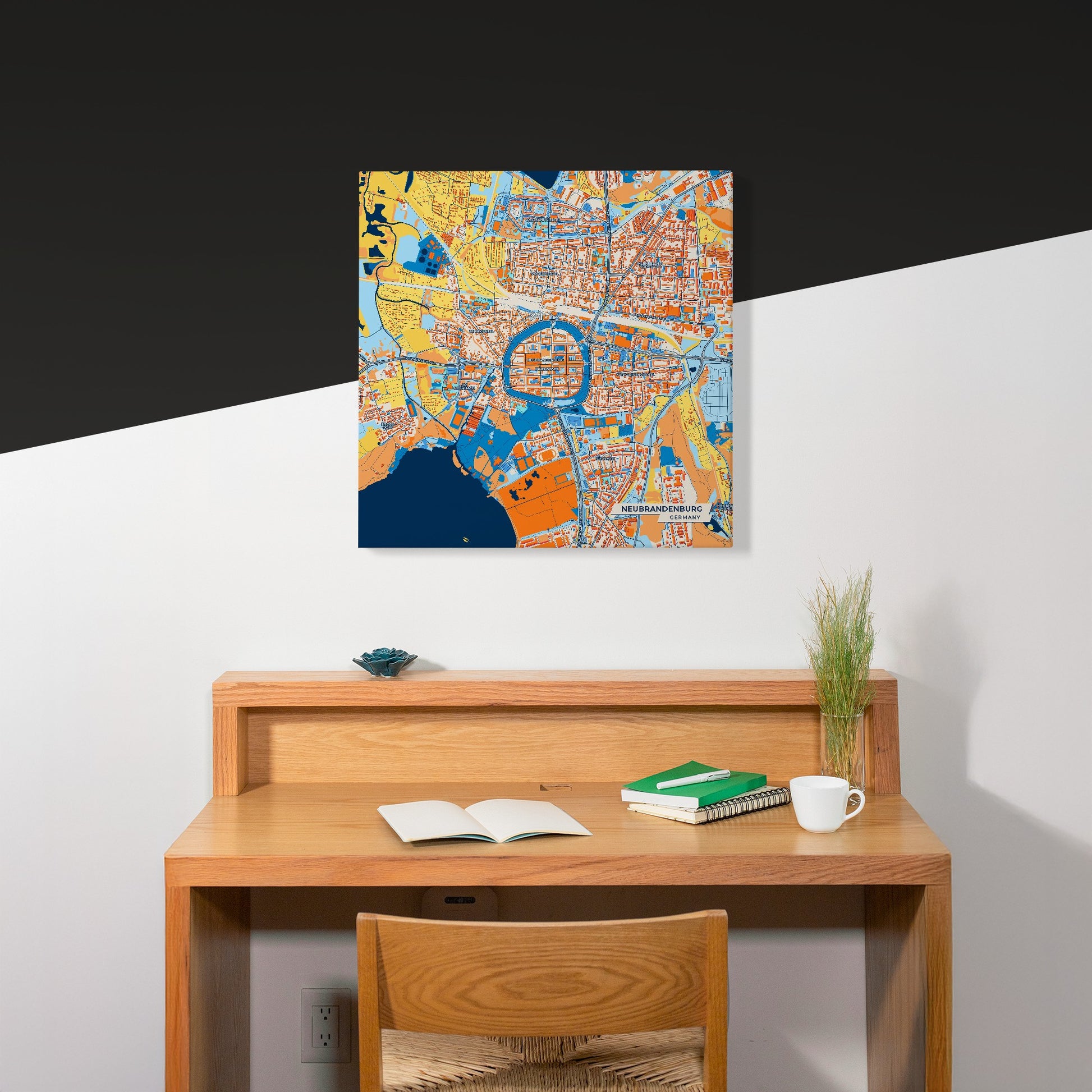 Neubrandenburg Germany Colorful City Map Canvas Print Scene