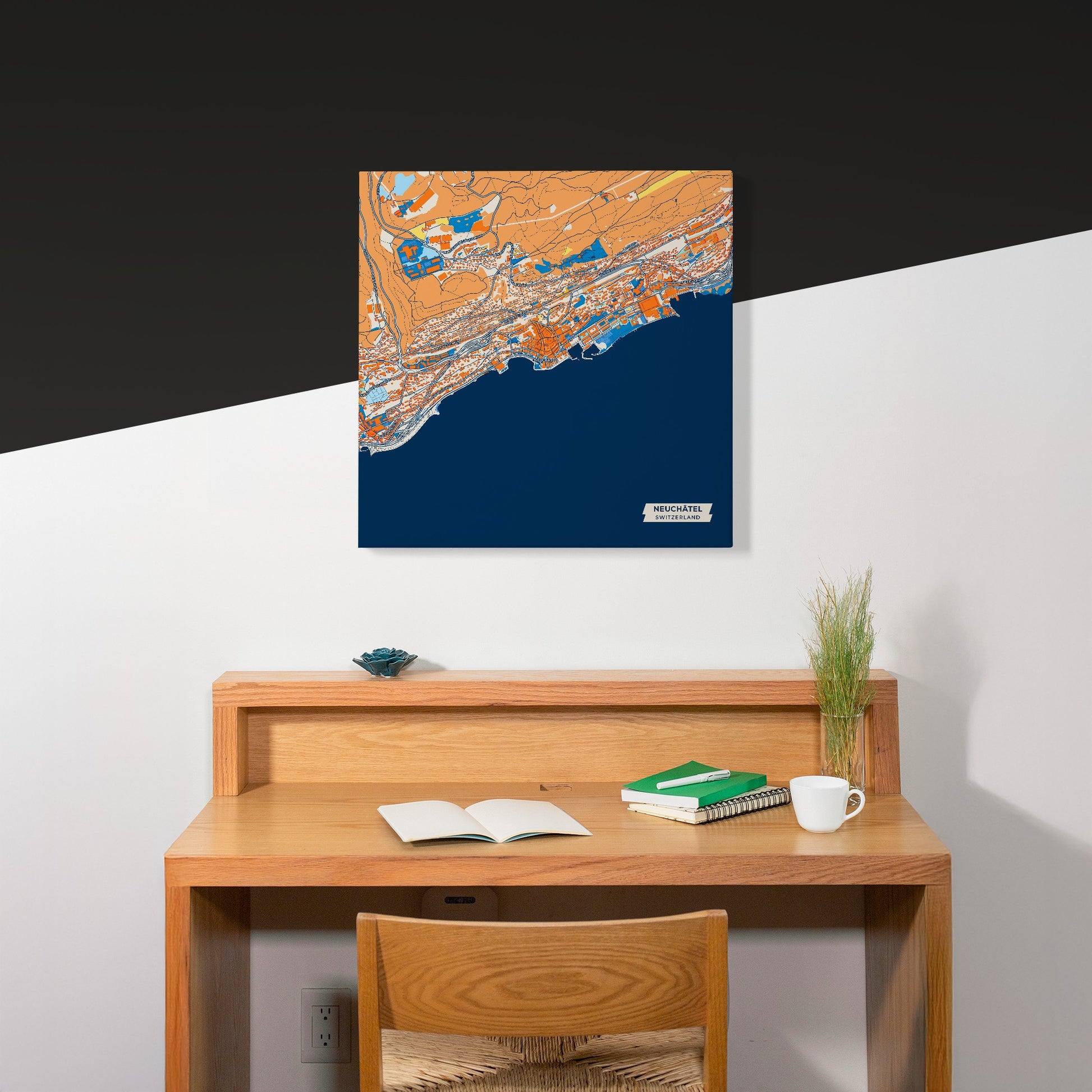 Neuchâtel Switzerland Colorful City Map Canvas Print Scene