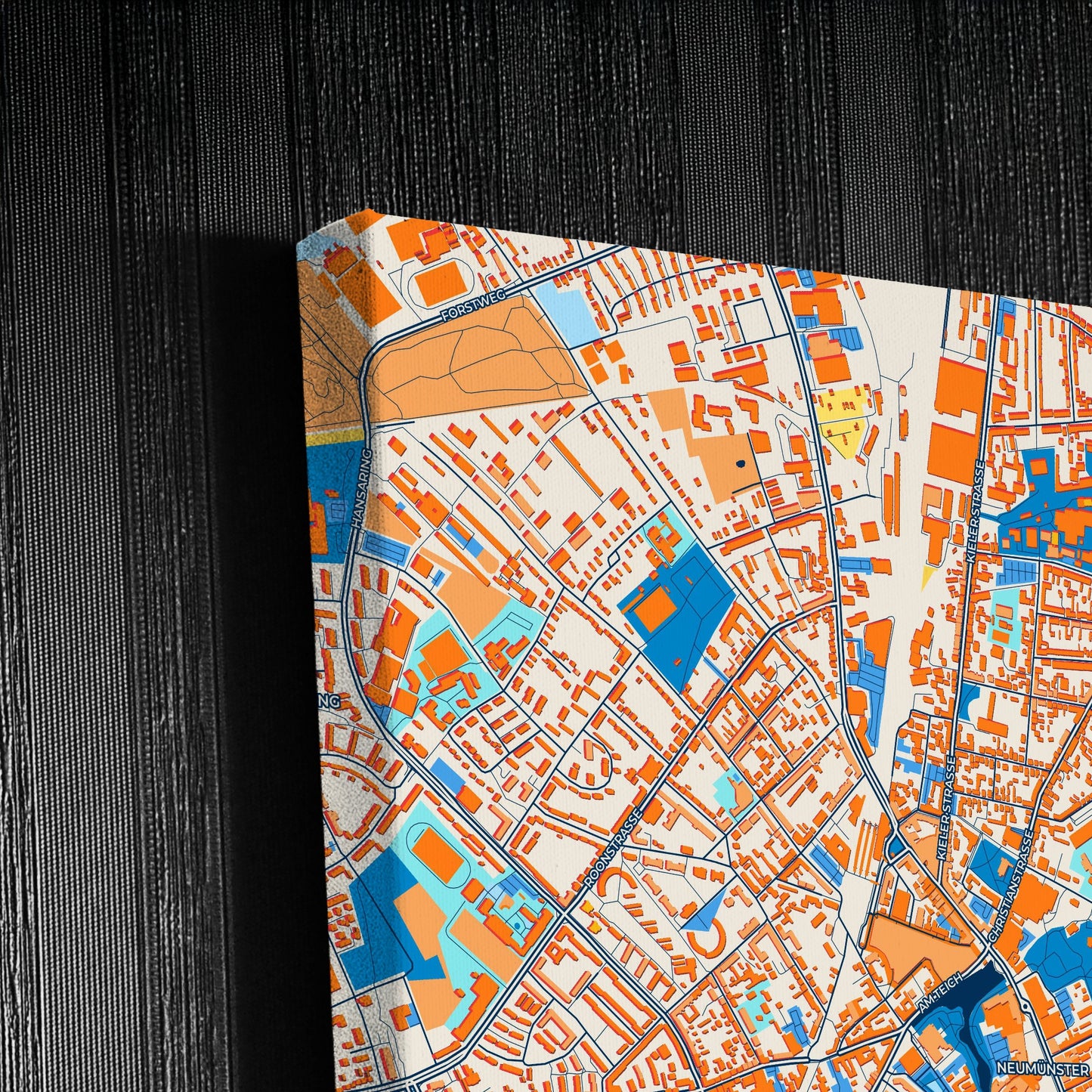 Neumünster Germany Colorful City Map Canvas Print Detail