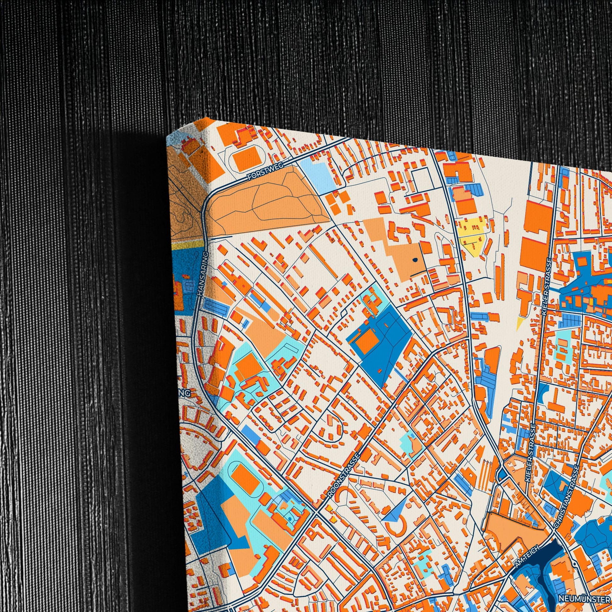 Neumünster Germany Colorful City Map Canvas Print Detail