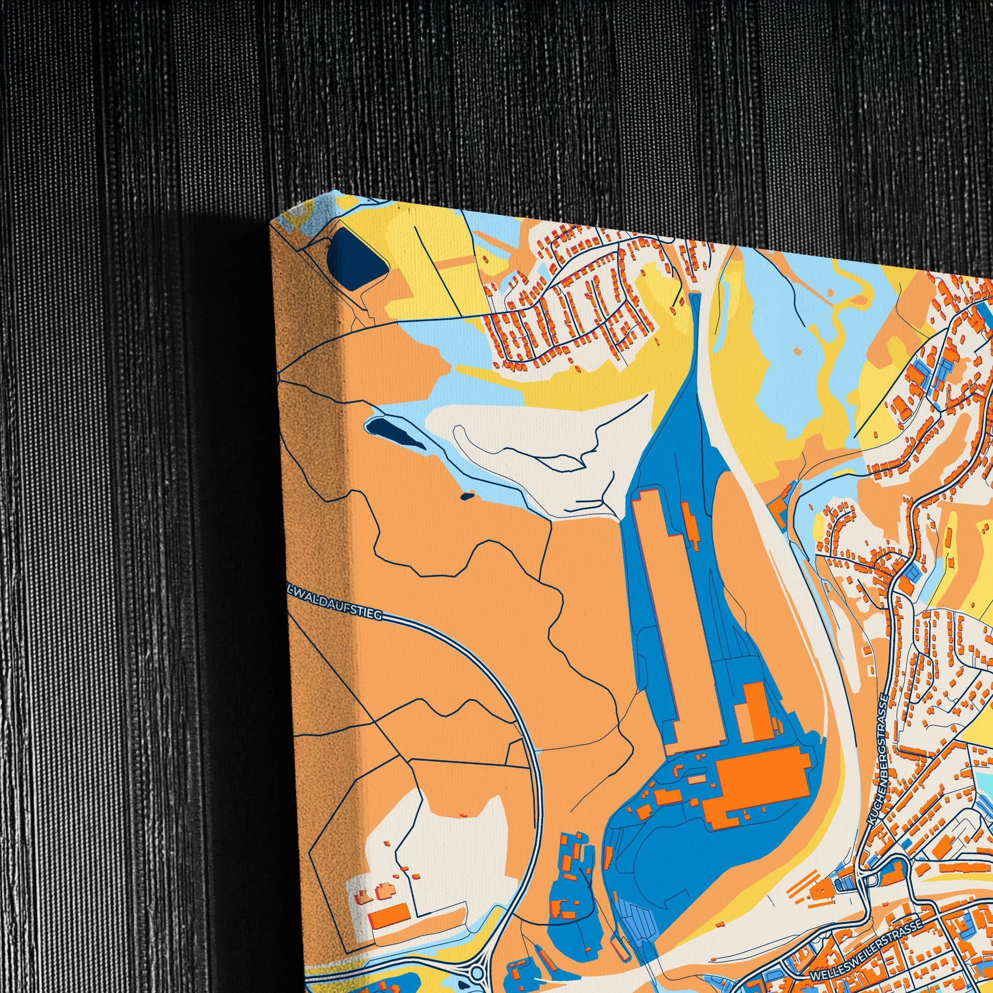 Neunkirchen Germany Colorful City Map Canvas Print Detail