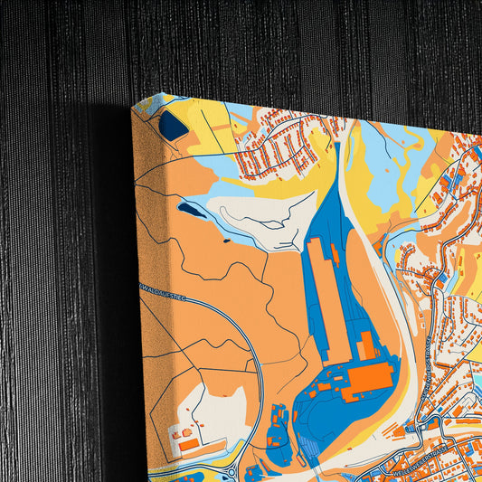 Neunkirchen Germany Colorful City Map Canvas Print Detail