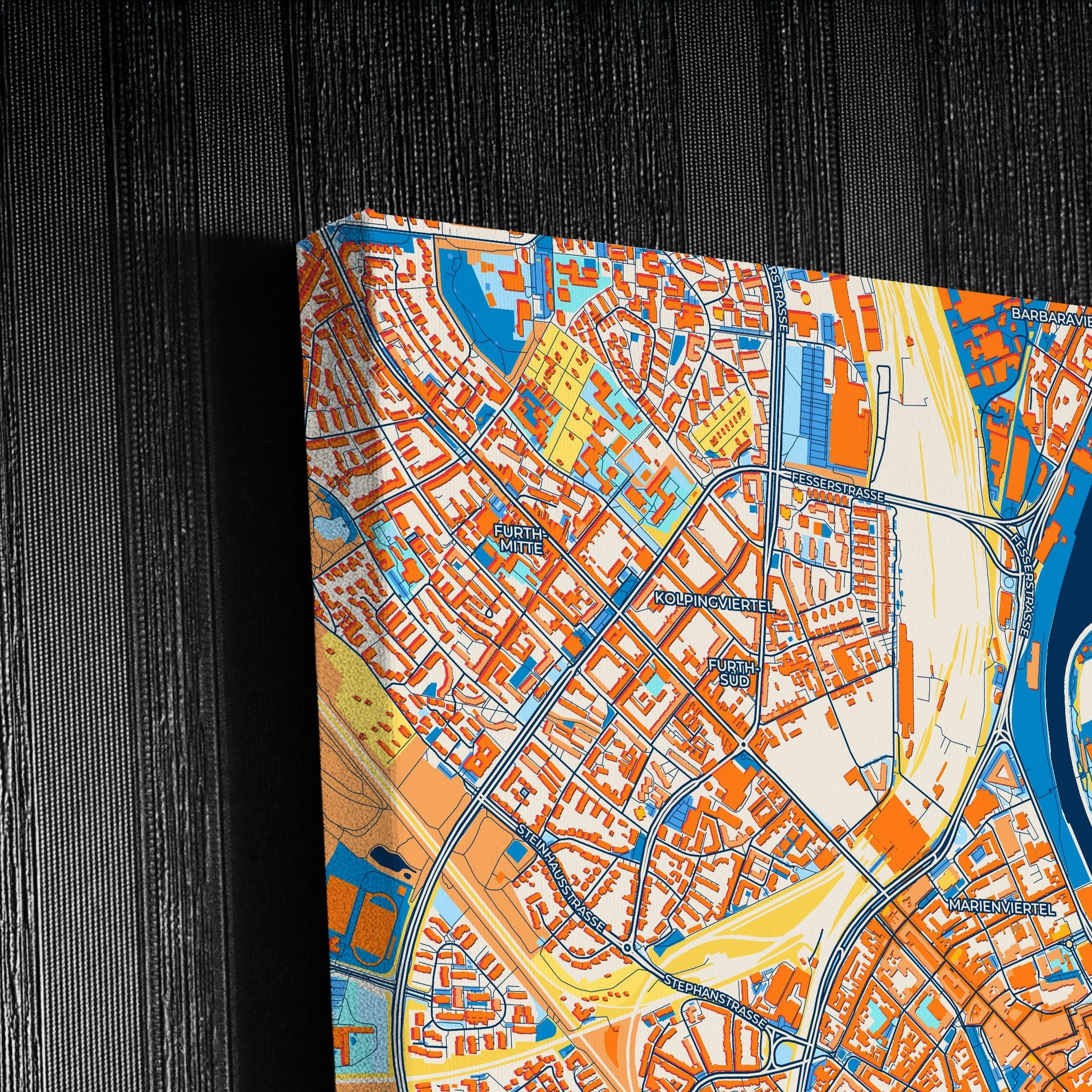 Neuss Germany Colorful City Map Canvas Print Detail
