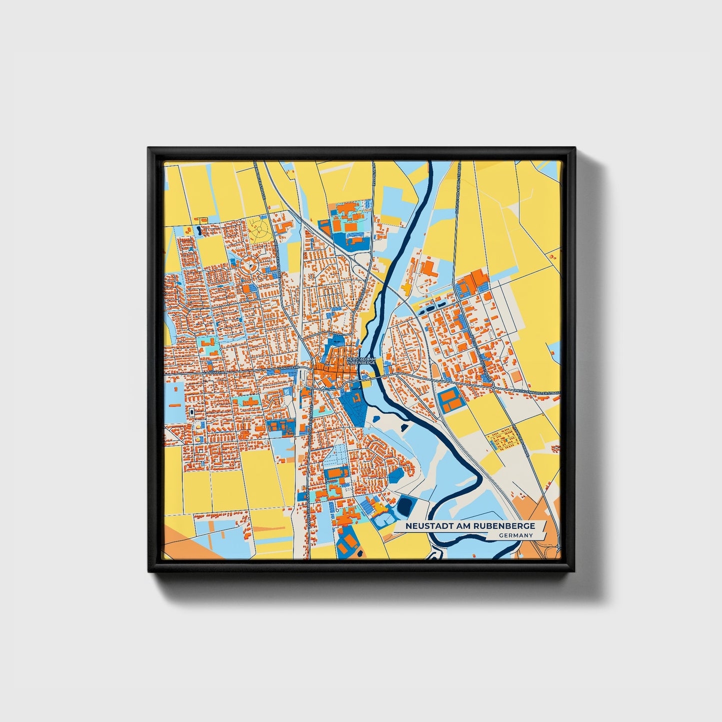 Neustadt Am Rübenberge Germany Colorful City Map Canvas Print • Black Framed