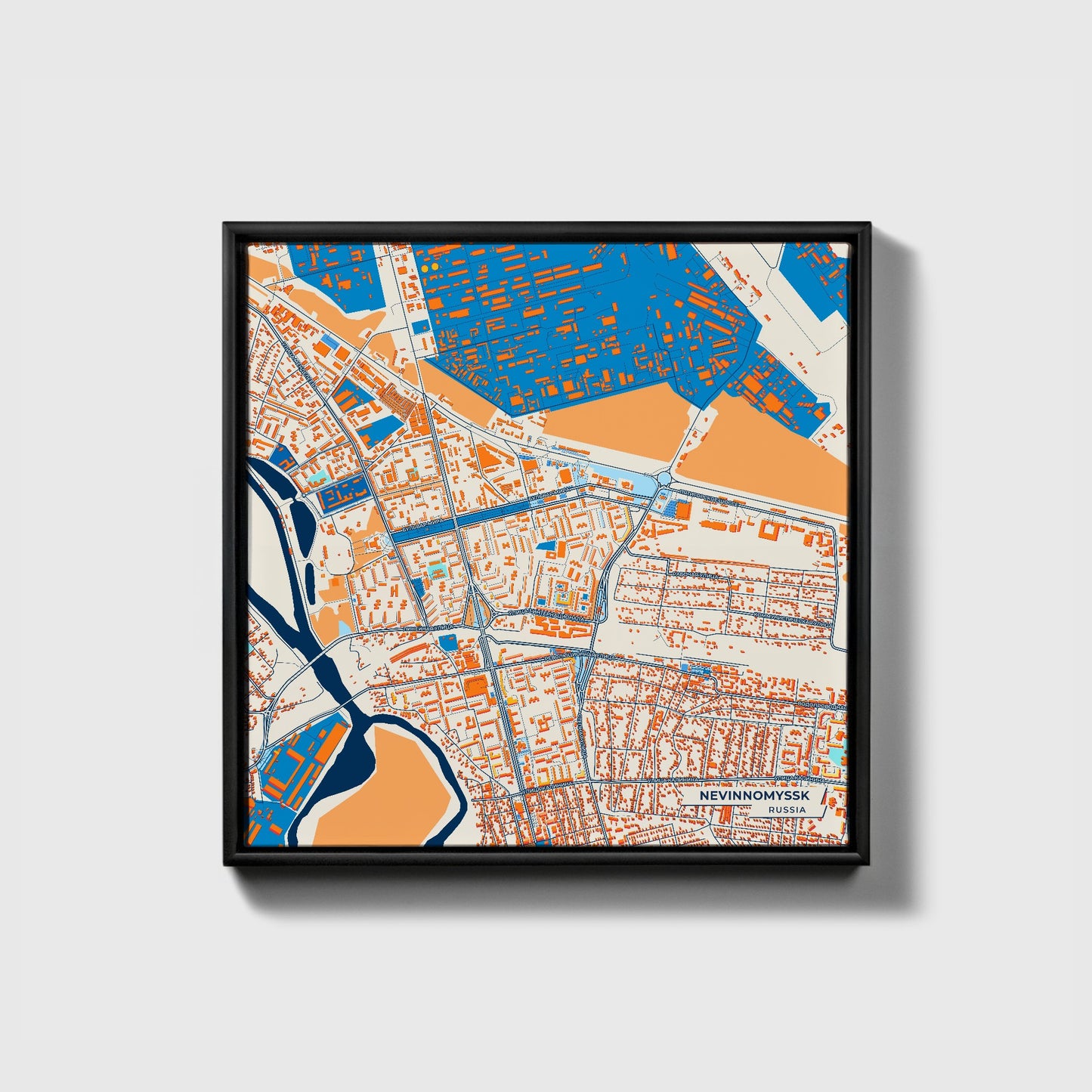 Невинномысск Russia Colorful City Map Canvas Print • Black Framed