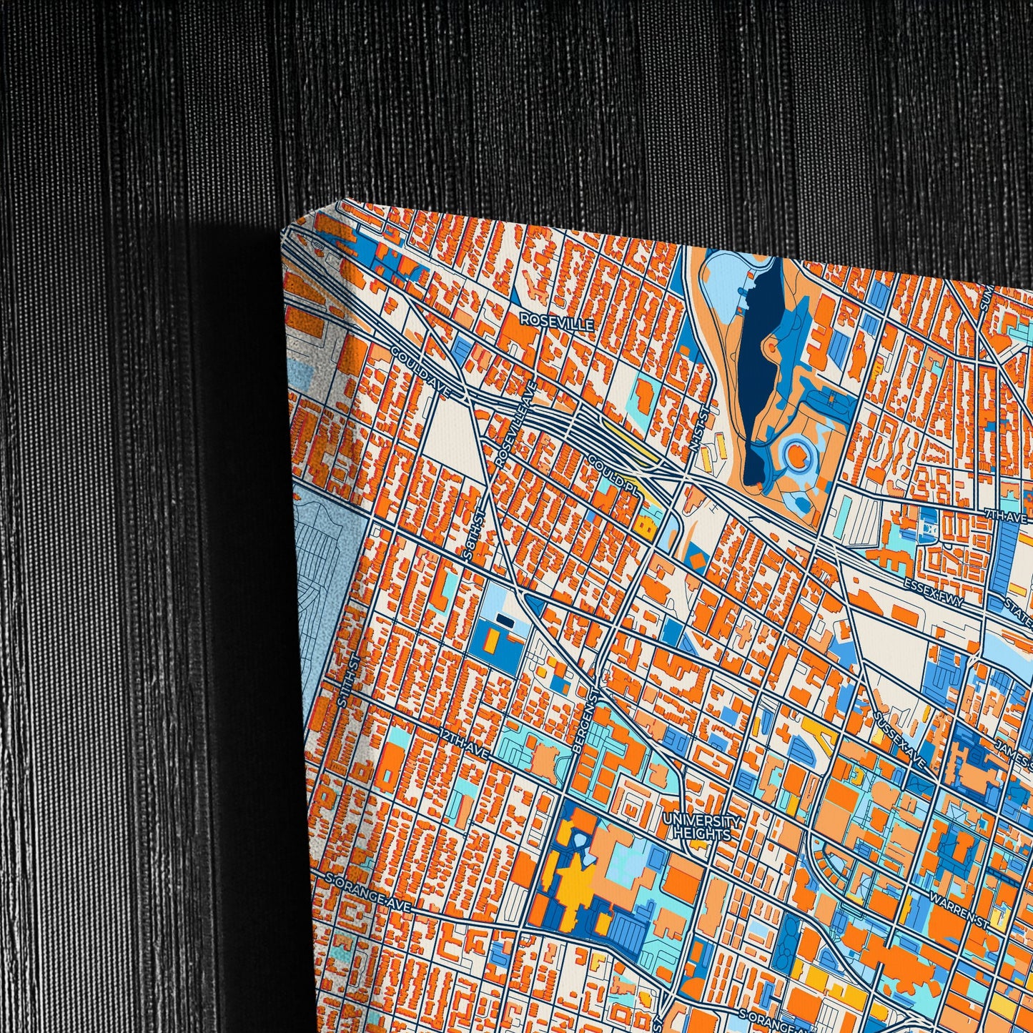 Newark New Jersey Colorful City Map Canvas Print Detail