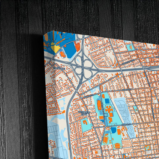 New Bedford Massachusetts Colorful City Map Canvas Print Detail