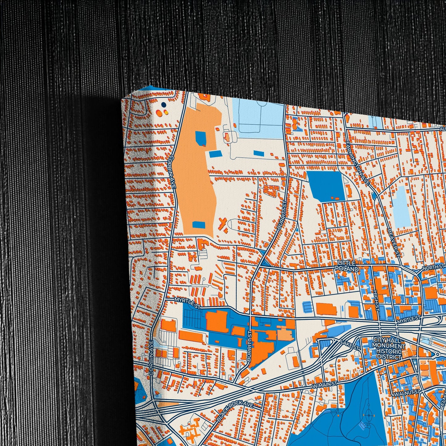 New Britain Connecticut Colorful City Map Canvas Print Detail