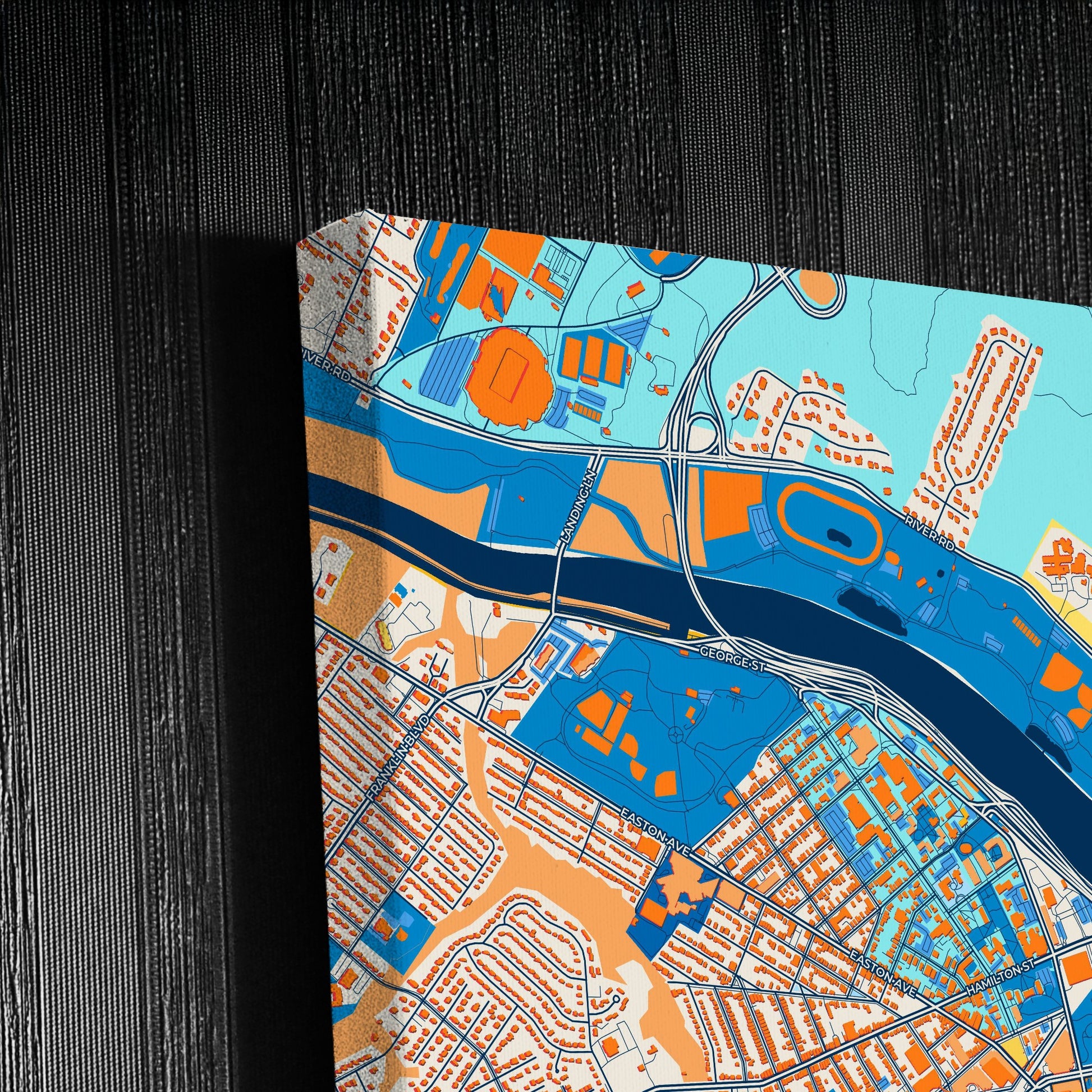 New Brunswick New Jersey Colorful City Map Canvas Print Detail