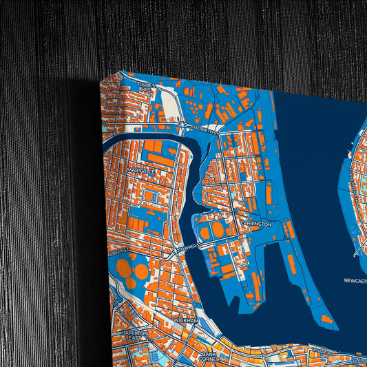 Newcastle–Maitland Australia Colorful City Map Canvas Print Detail