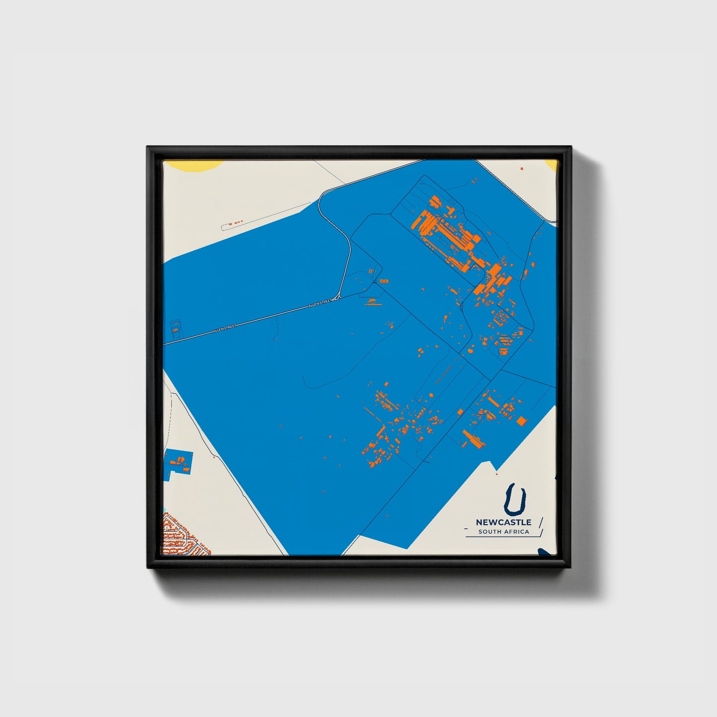 Newcastle South Africa Colorful City Map Canvas Print • Black Framed