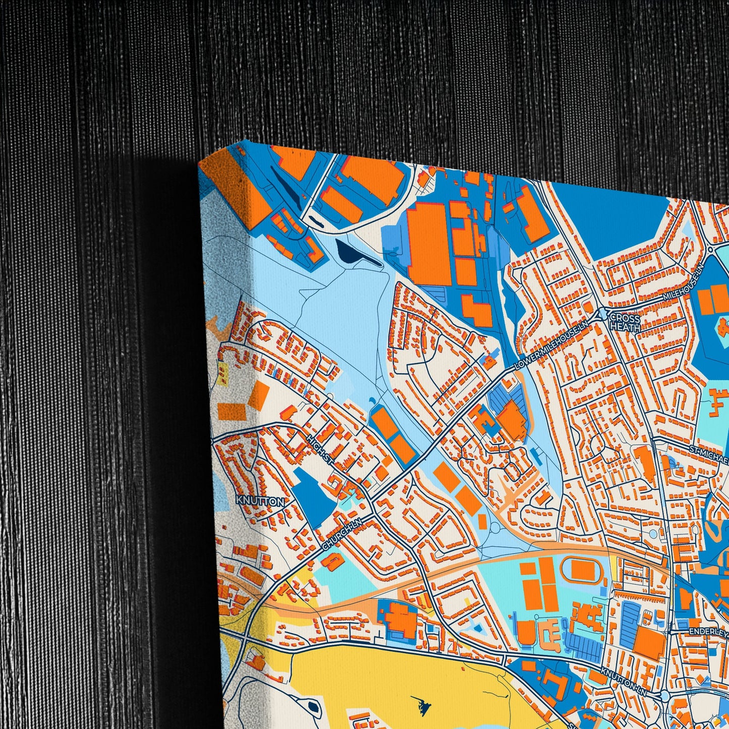 Newcastle-Under-Lyme England Colorful City Map Canvas Print Detail