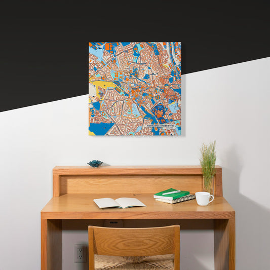 Newcastle-Under-Lyme England Colorful City Map Canvas Print Scene