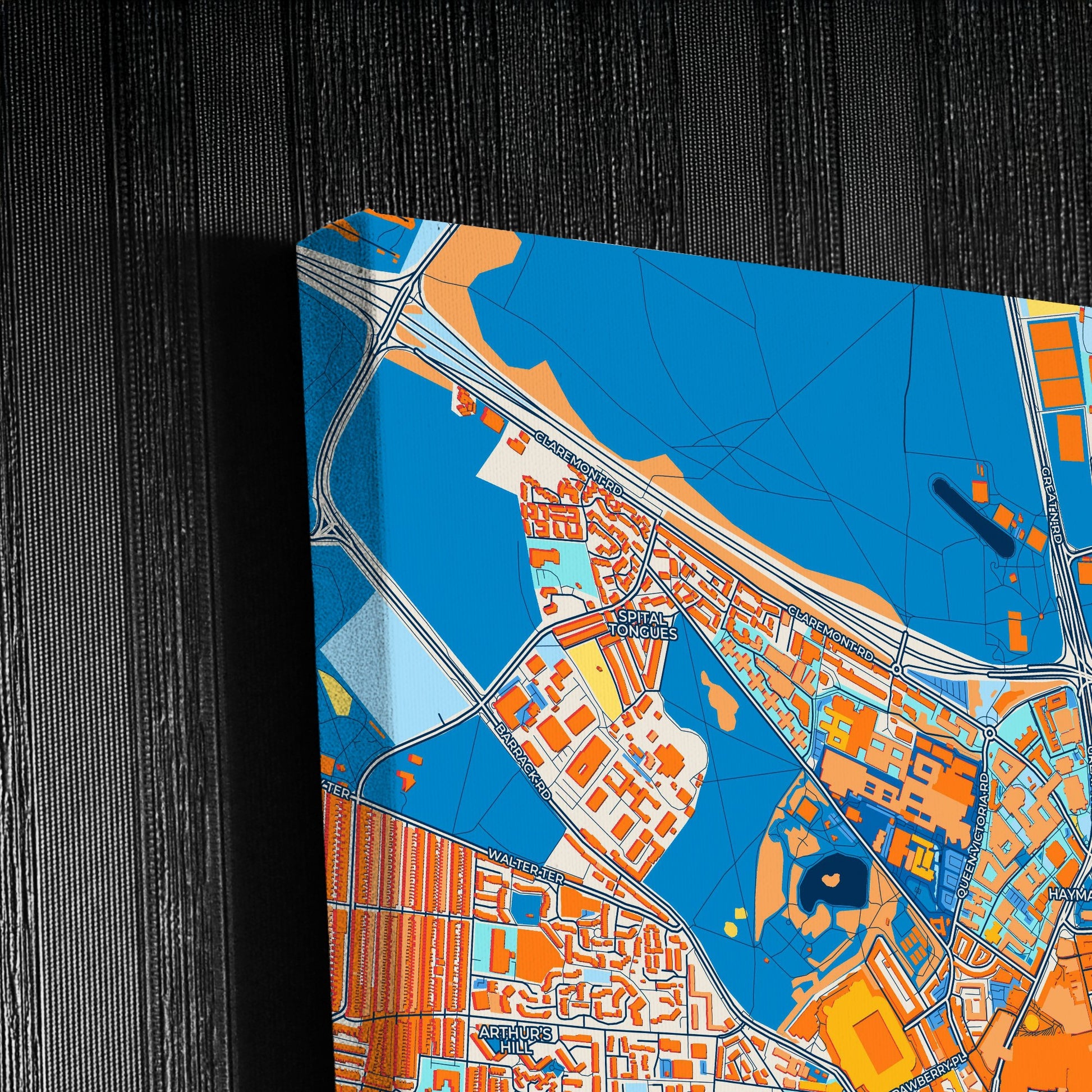 Newcastle Upon Tyne England Colorful City Map Canvas Print Detail
