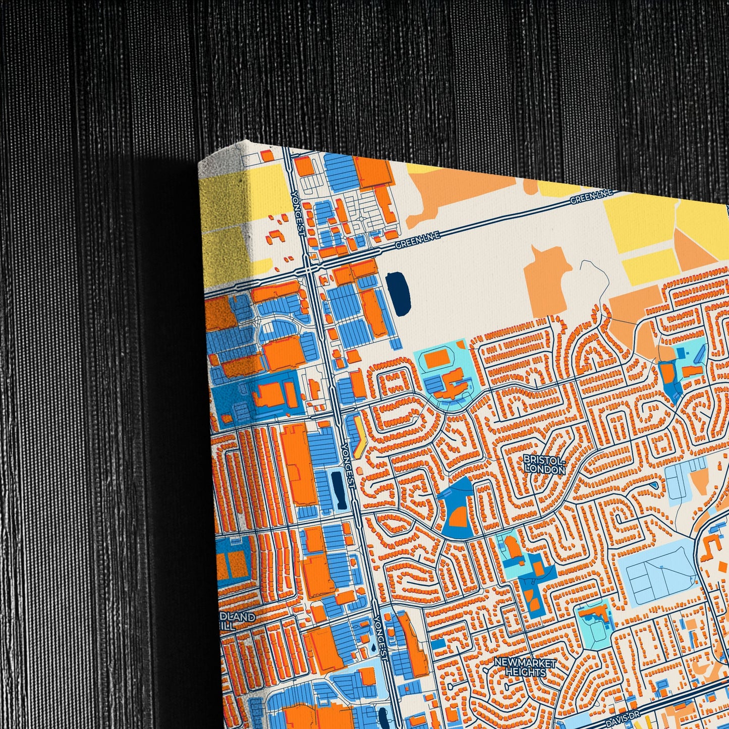 Newmarket Canada Colorful City Map Canvas Print Detail