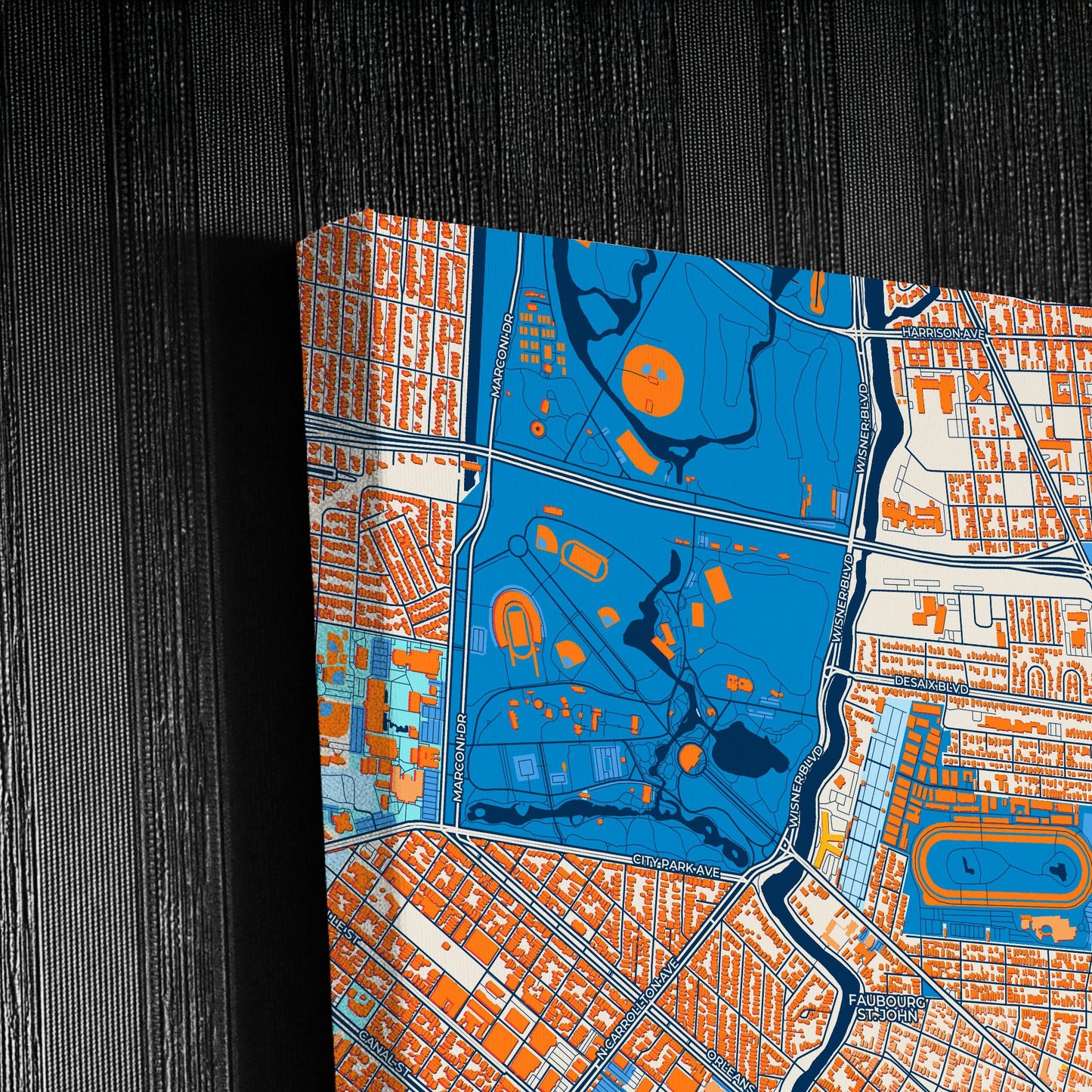 New Orleans Louisiana Colorful City Map Canvas Print Detail