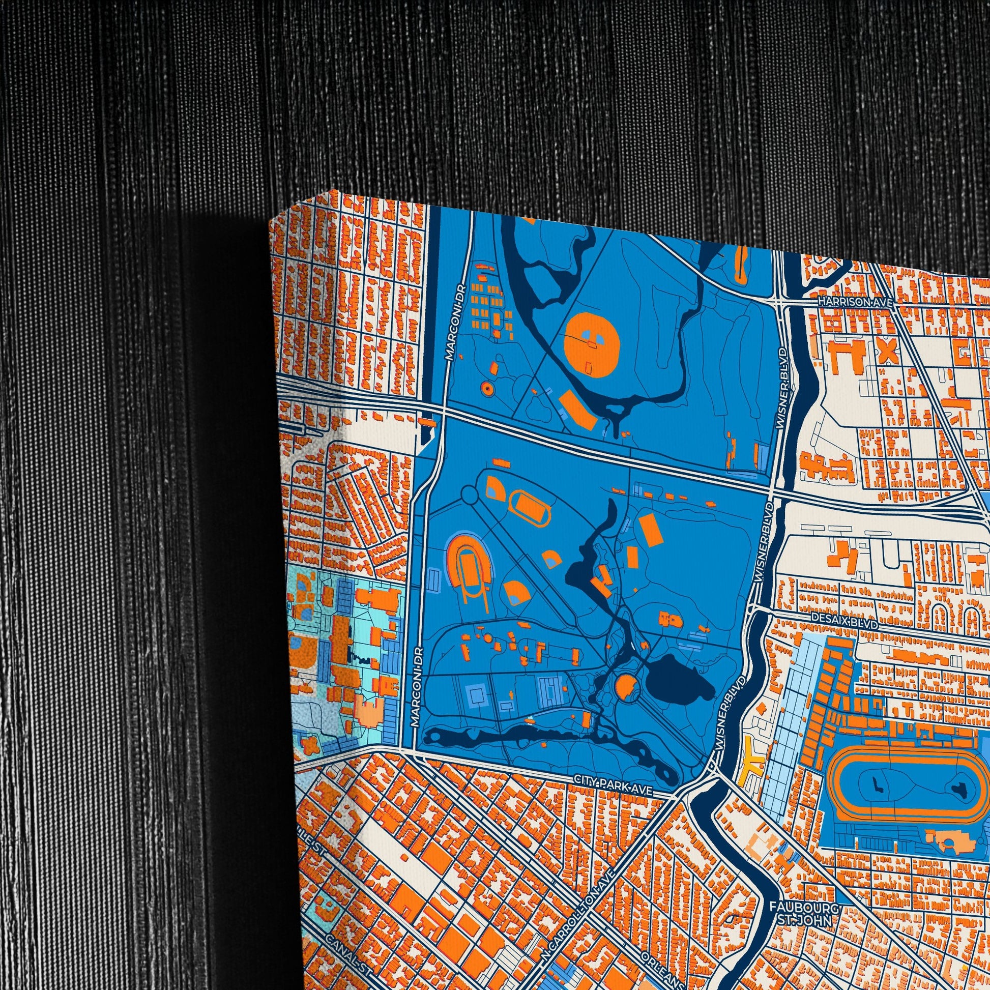 New Orleans Louisiana Colorful City Map Canvas Print Detail