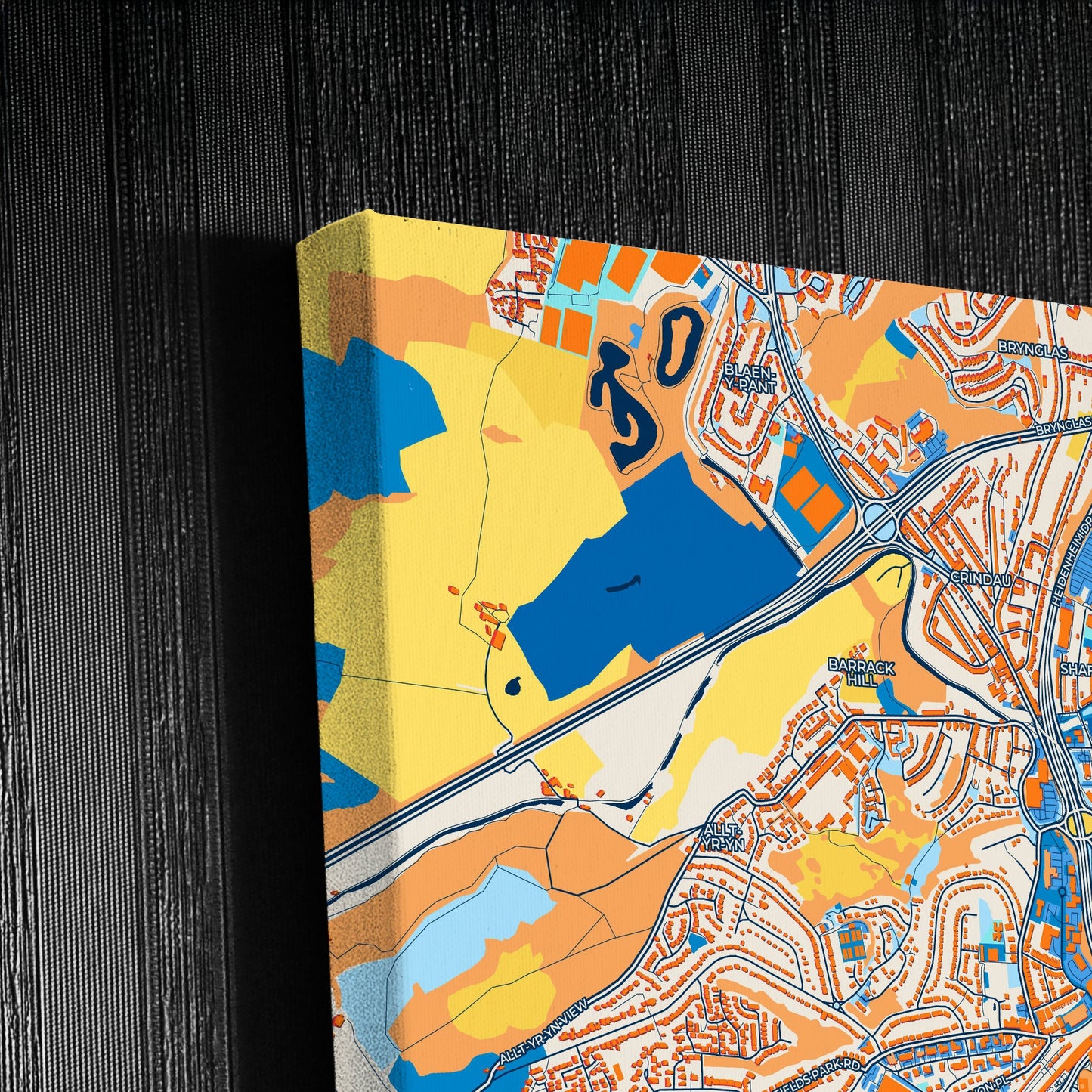 Newport Wales Colorful City Map Canvas Print Detail