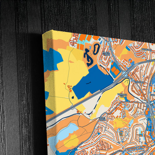 Newport Wales Colorful City Map Canvas Print Detail