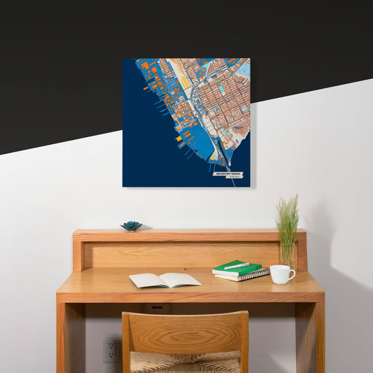 Newport News Virginia Colorful City Map Canvas Print Scene