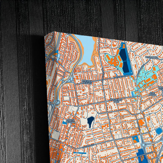 New Rochelle New York Colorful City Map Canvas Print Detail